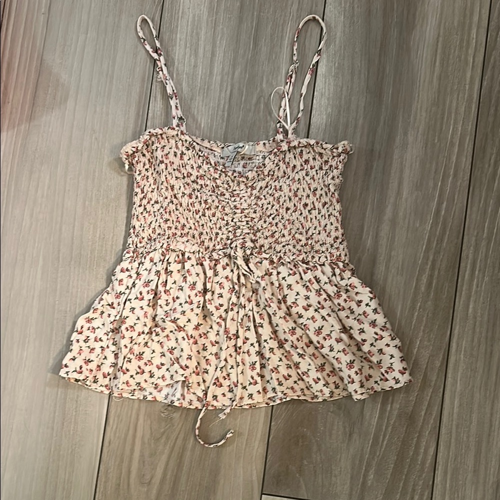 Floral Cream Spaghetti Strap Top